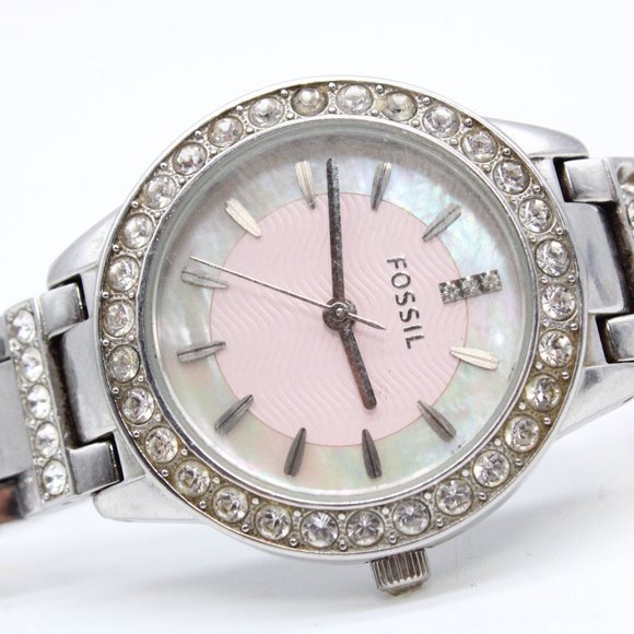 Fossil Watch Womens Jesse Es2189 Classic Pink Stainless-Steel Rhinestones Quartz - Picture 6 of 8